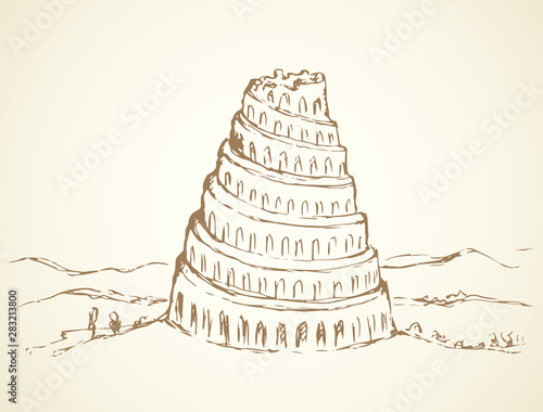 Wall Mural Tower of Babel. Vector drawing
