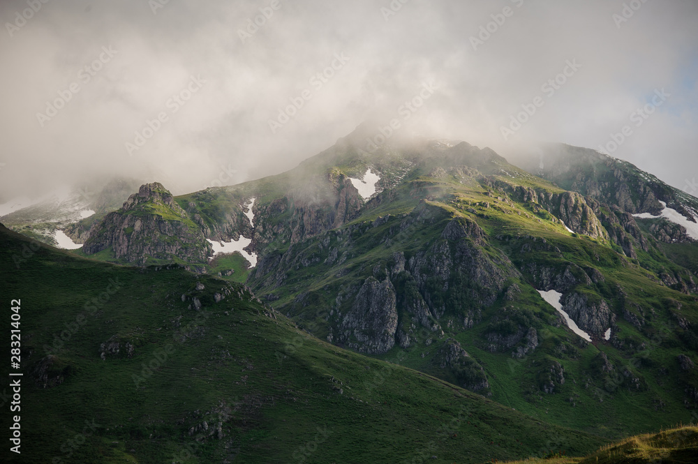 Landscape of the hills and the cloudy sky Landscape of the hills and the cloudy sky