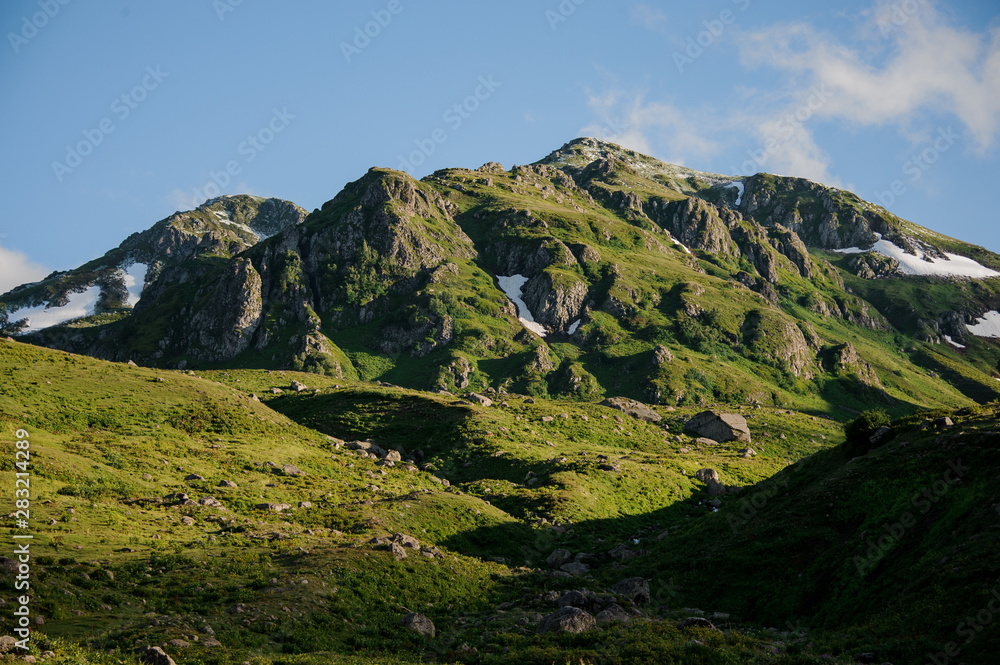 Landscape of hills and a cloudy sky