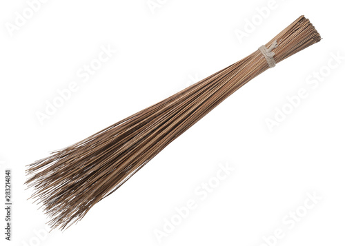 Canvas Print Coconut leaf broomstick rough duster sweeper (with clipping path) isolated on wh