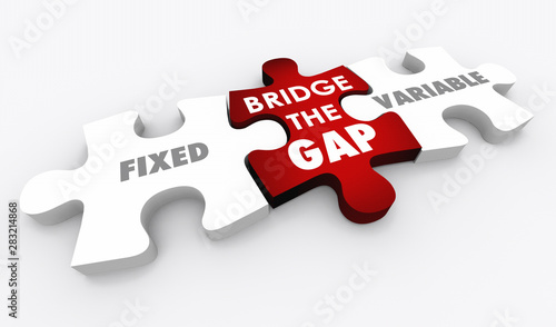 фотографія Fixed Vs Variable Costs Bridge Gap Puzzle 3d Illustration