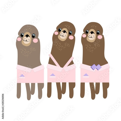 Lama, alpaca, children`s fairy-tale character, hand-drawn, vector image