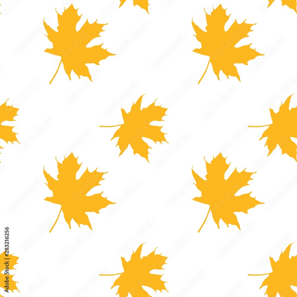 Maple leaf, seamless pattern, autumn yellow, rusty tones, vector illustration