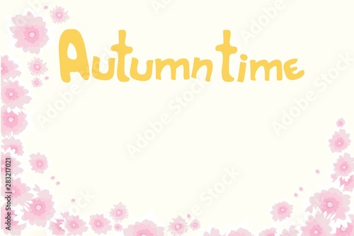 Autumn background, frame, and lettering autumn time, vector illustration