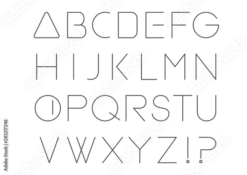 Geometric thin line font. Vector alphabet set