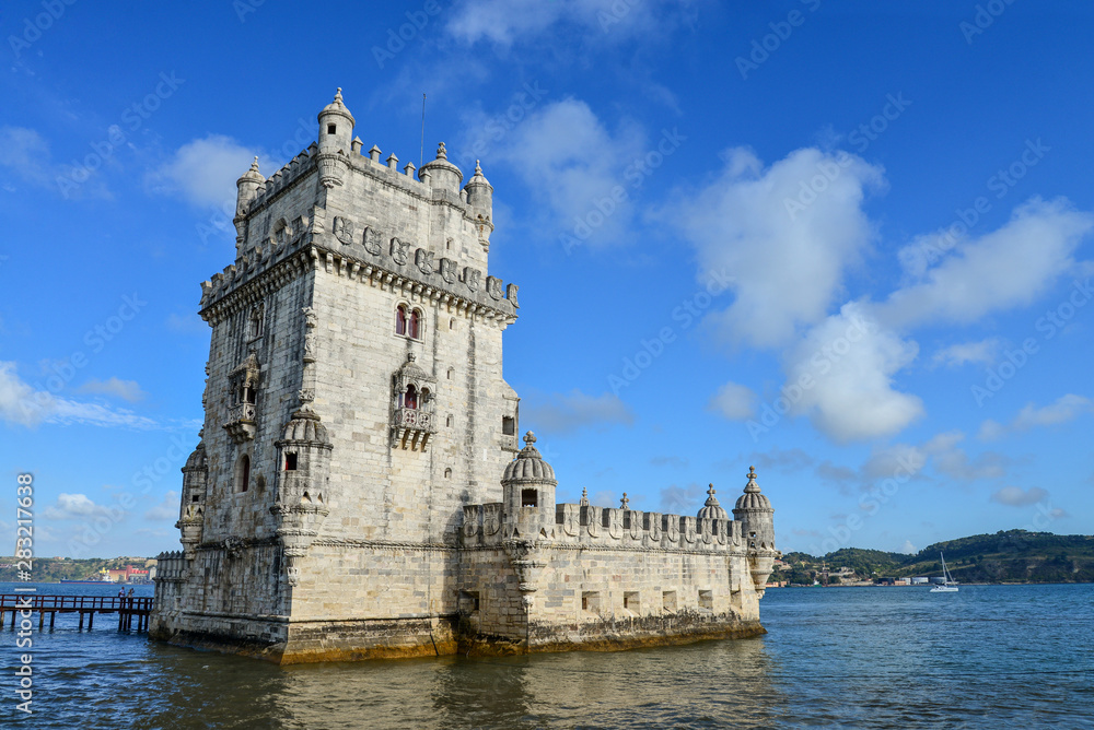 Belem tower or Torre de Belem of Portuguese Manueline style