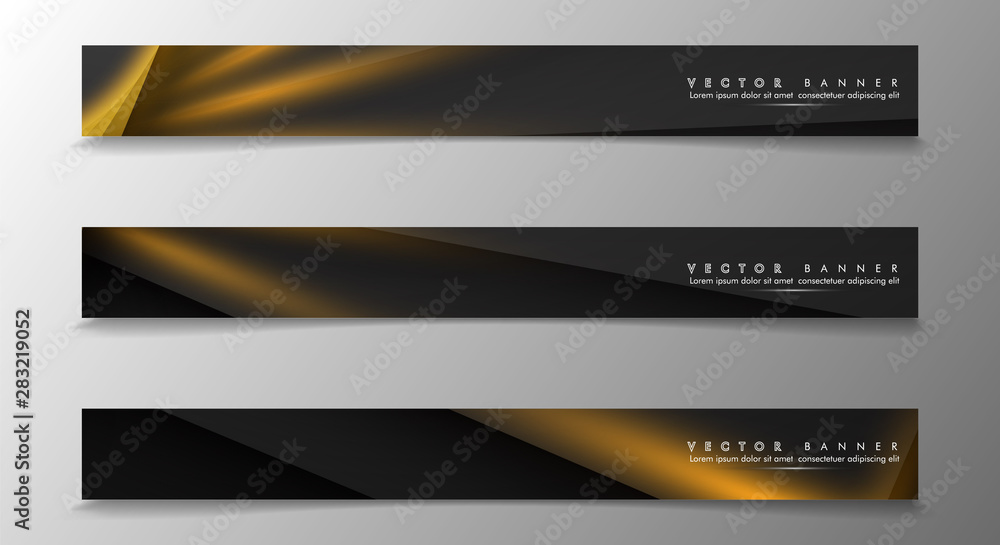 Set a banner background for your design. gold color and shadow of the light line. vector graphic design illustration