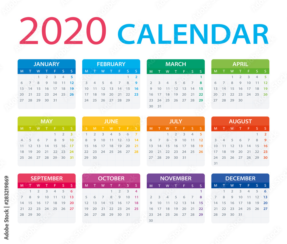 2020 Calendar - vector illustration