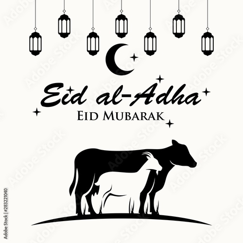 Sheep and cow vector for muslim holiday Eid al-Adha vector. Graphic design kurban bayrami