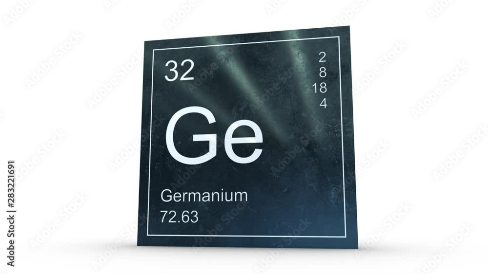 Germanium element symbol from the periodic table on metallic square icon 3D animation Germanium element symbol from the periodic table on metallic square icon 3D animation