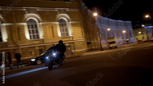 Epic motorcycle racing with riding on the rear wheel