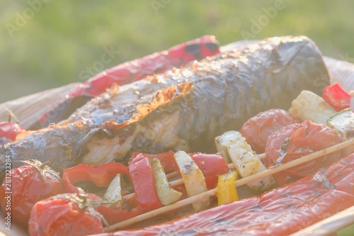 Fish mackerel grill food co...