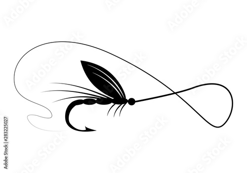 Fishing. Fisherman,clip art black fishing on white background - Vector