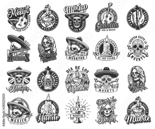 Vintage Mexican Day of Dead labels