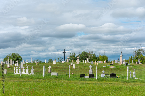 The Saint Antoine de Padoue Roman Catholic cemetery  at Batoche, Saskatchewan.  photo