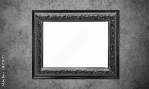 Colorful Antique Vintage Classic Baroque Stylish Empty Photo Painting Frame in Grunge and Retro Background for Home Interior and Garden Furniture made from Wood and Metal