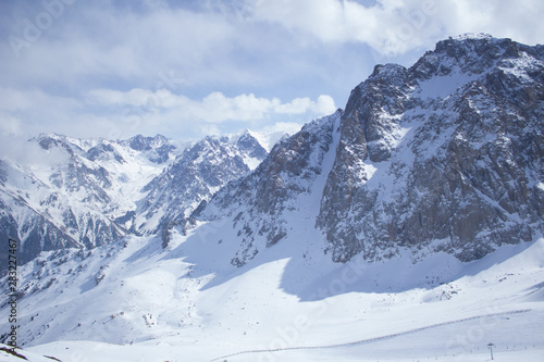 sky and mountains in winter