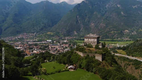 Wallpaper Mural Aerial approaching view of the castle of Verres, in Aosta valley, Italian Alps Torontodigital.ca