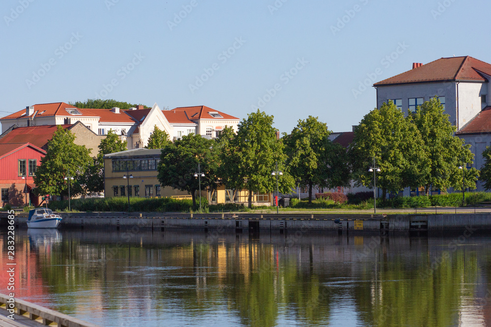 View on the east bank of the river Glomma in Fredrikstad Norway