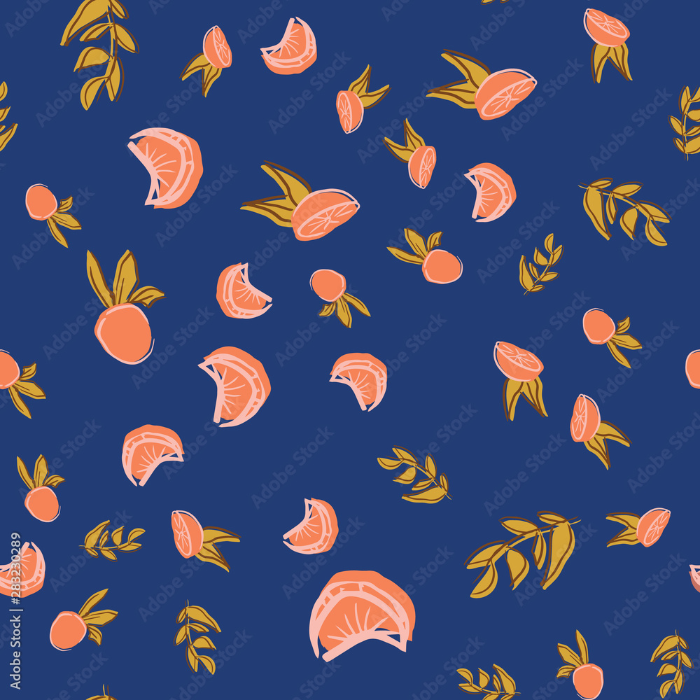 Obraz premium oranges orange vector seamless repeat pattern 