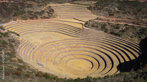 Agricultural terraces in the Sacred Valley. Moray in Cusco, Sacred Valley, Peru © Dani