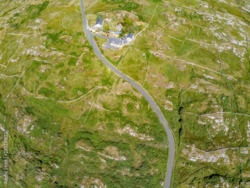 Aerial view of Farm and road in Carraroe