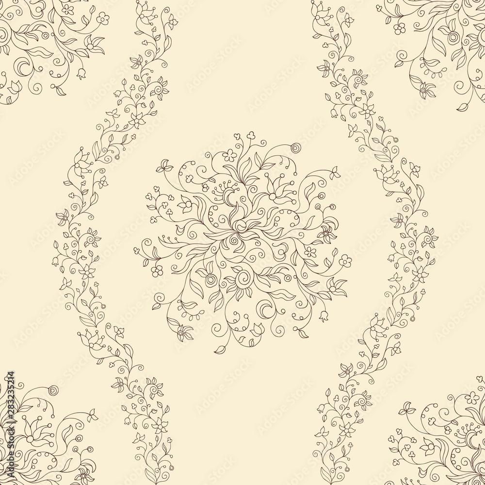 Fototapeta premium seamless wavy floral pattern