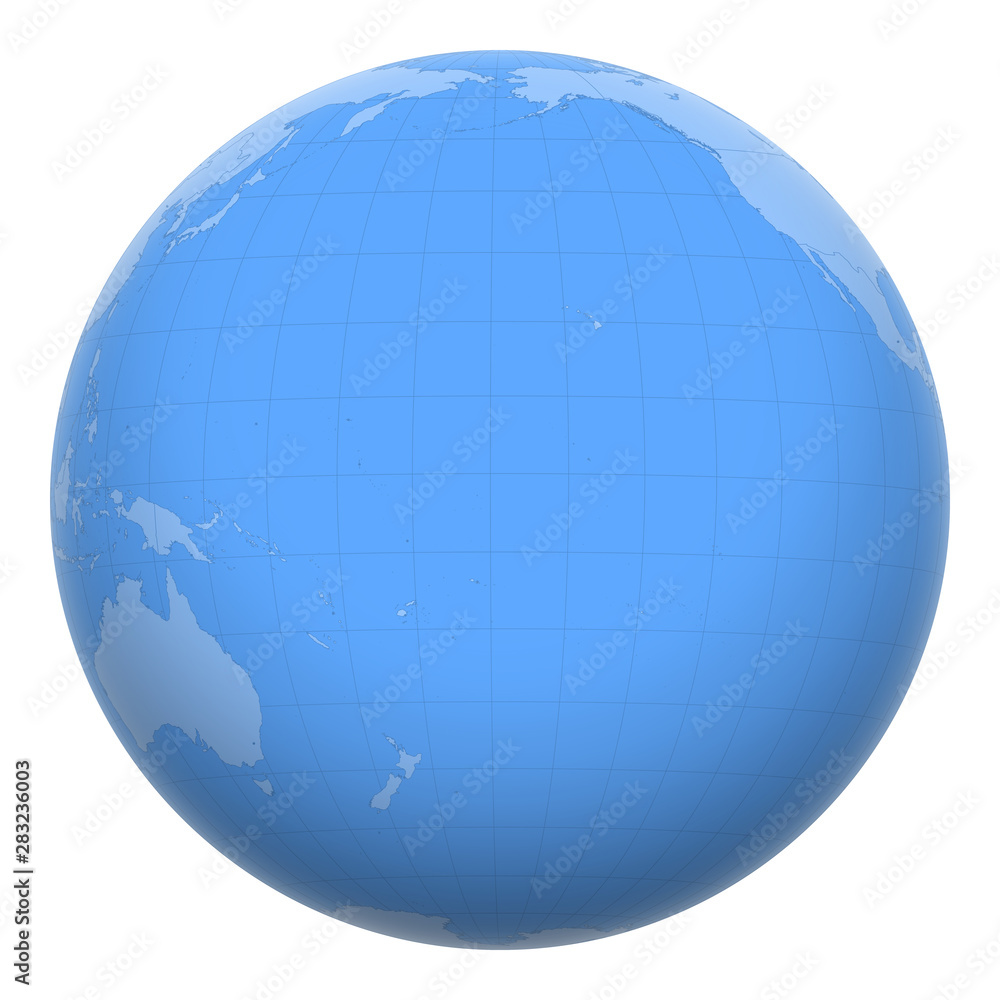 Kiribati on the globe. Earth centered at the location of the Republic of Kiribati. Map of Kiribati. Includes layer with capital cities.