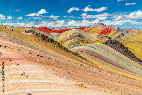 Palccoyo rainbow mountain landscape (Vinicunca alternative), epic view to colorful valley, Cusco, Peru, South America