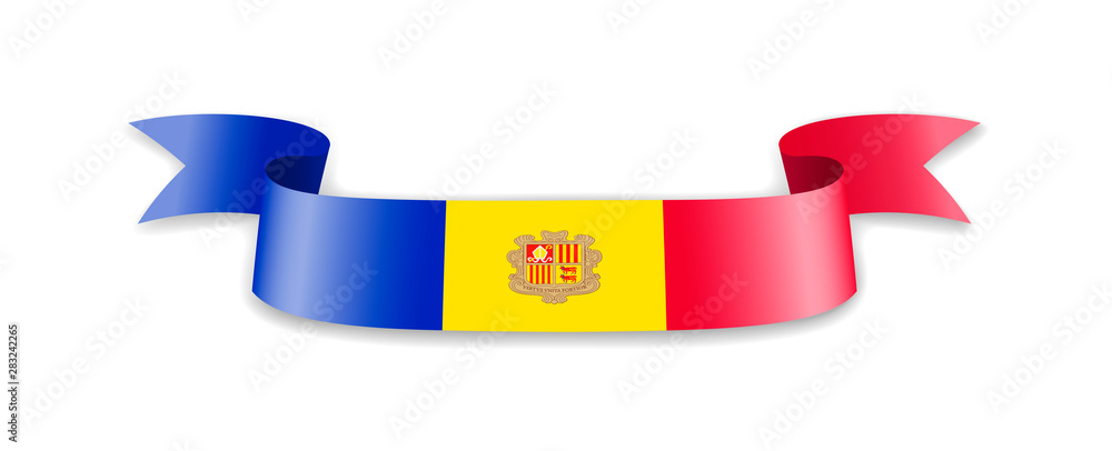 Andorra flag in the form of wave ribbon. Vector illustration. Andorra flag in the form of wave ribbon. Vector illustration.
