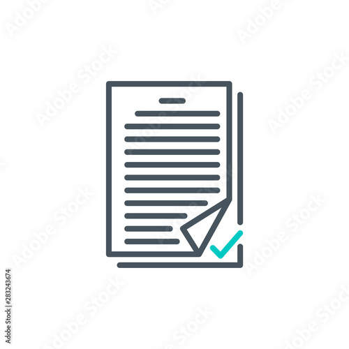 pages contract document outline flat icon. Single high quality outline logo symbol for web design or mobile app. Thin line sign design logo. Black and blue icon pictogram isolated on white background