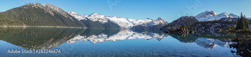 panorama of beautiful garibaldi lake in provinvial park near whistler in canada
