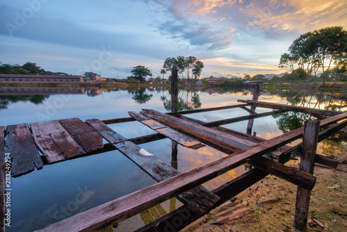 Beautiful sunset at Kampung Temiang at Ipoh, Malaysia photo