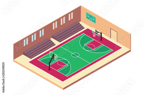 Isometric Basketball Indoor Court Illustration