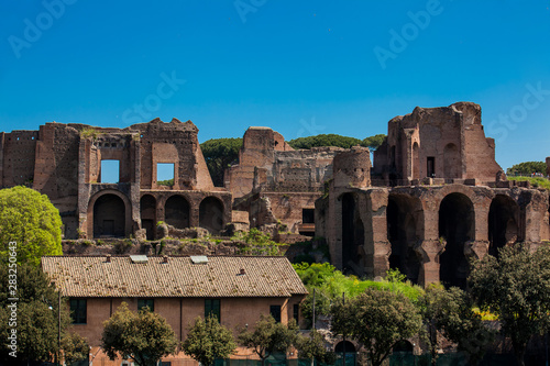 Canvas Print Temple of Apollo Palatinus on Palatine Hill of ancient Rome and Circus Maximus