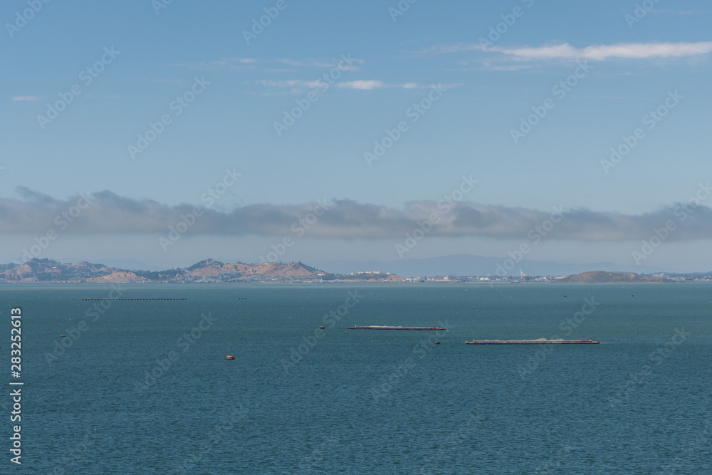 Beautiful panoramic San Francisco Bay vista in the summer, Northern California