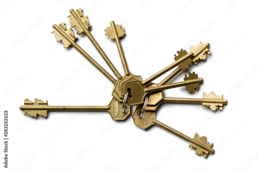 bunch of keys isolated on white background bunch of keys isolated on white background