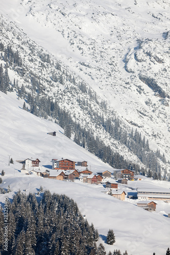 Alps in snow, village, Austrian