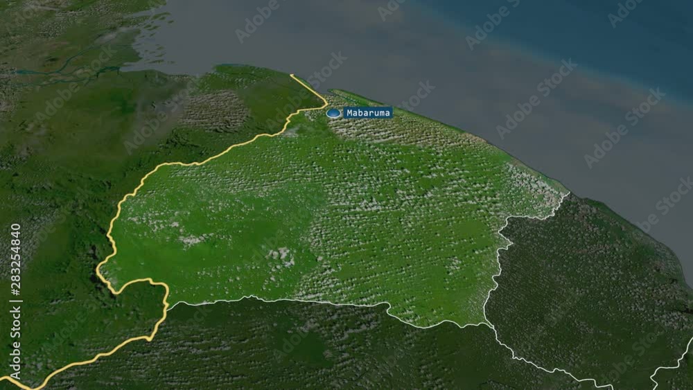 Barima-Waini - region of Guyana with its capital zoomed on the ...