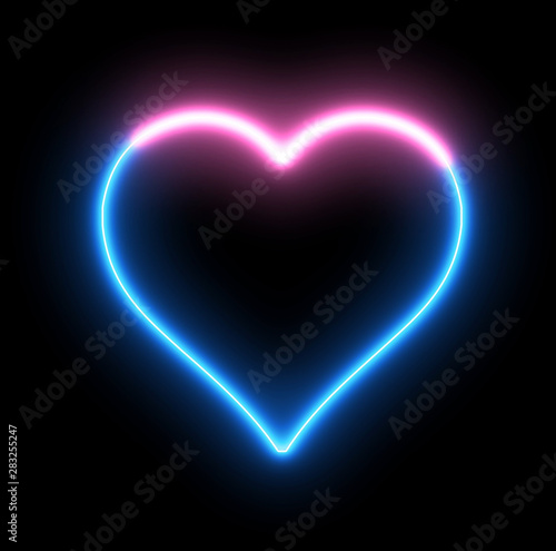 Heart with neon  glowing lights. Romantic and love symbol  creative abstract light. 