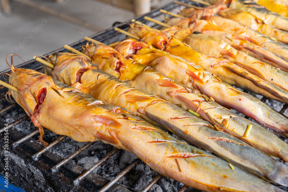 Grilled catfish is one of Thai food.