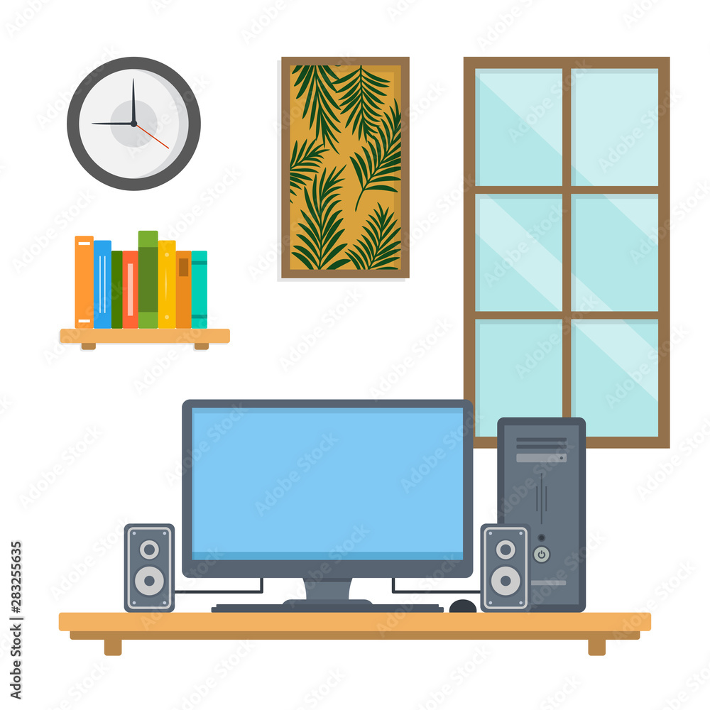 interior illustration of a workspace
