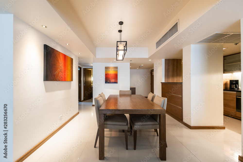 Modern living room and kitchen in small apartment Modern living room and kitchen in small apartment