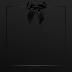 Black Friday blank frame with bow tied on top and copy space in the middle, square composition