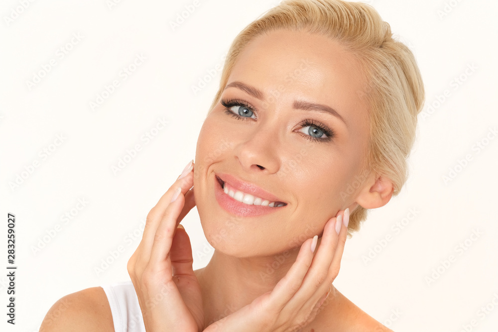 Beautiful woman with perfect skin after cleaning her skin. Beautiful woman with perfect skin after cleaning her skin.