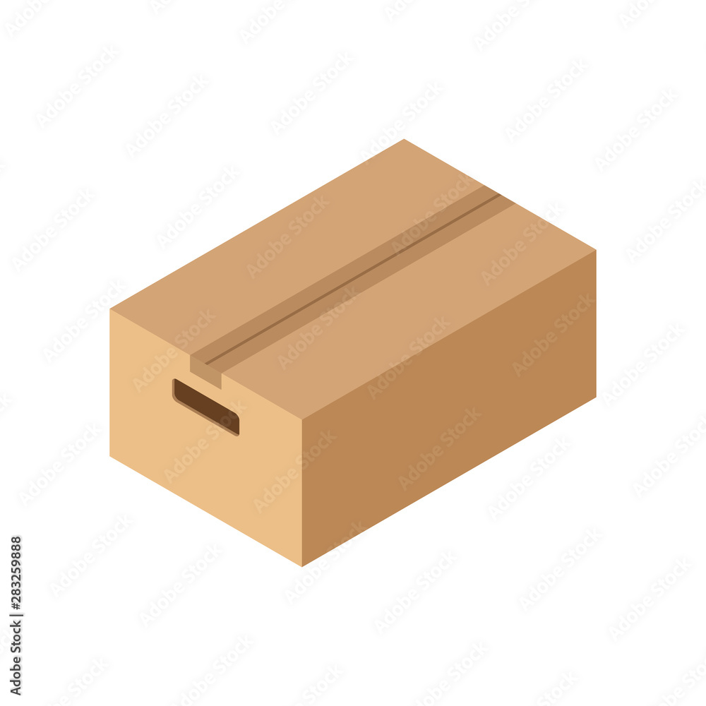 Sealed cardboard box. Vector drawing. Isolated object on a white background. Isolate.