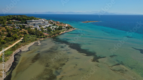defaAerial drone of famous wetland and turquoise bay of Vravrona, Attica, Greece 