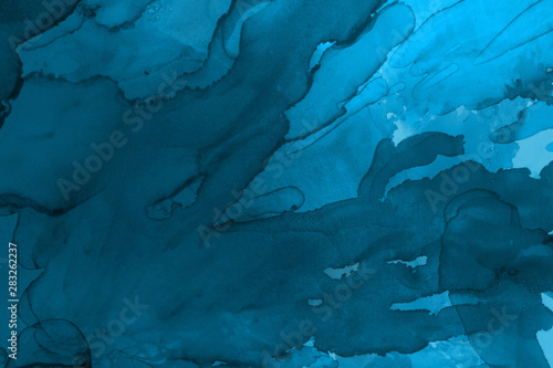 Wallpaper Mural Hand painted blue alcohol ink background. Abstract delicate winter season texture. Contemporary wallpaper.  Torontodigital.ca