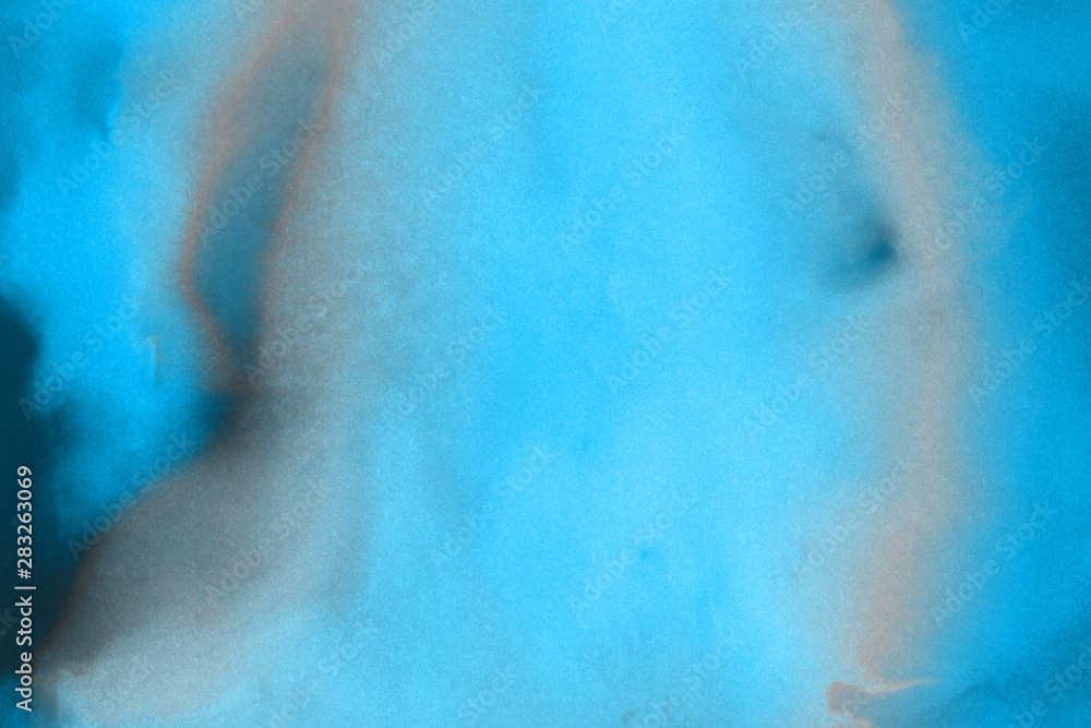 Fototapeta premium Hand painted blue alcohol ink background. Abstract delicate winter season texture. Contemporary wallpaper. 