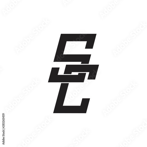 letter sc simple geometric linked line logo vector